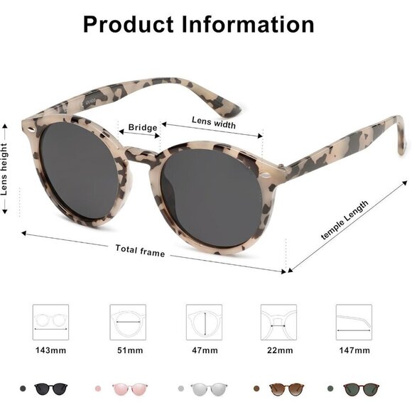 Women Retro Round Polarized Sunglasses Classic Vintage Sunnies SJ2069 - Picture 4 of 5
